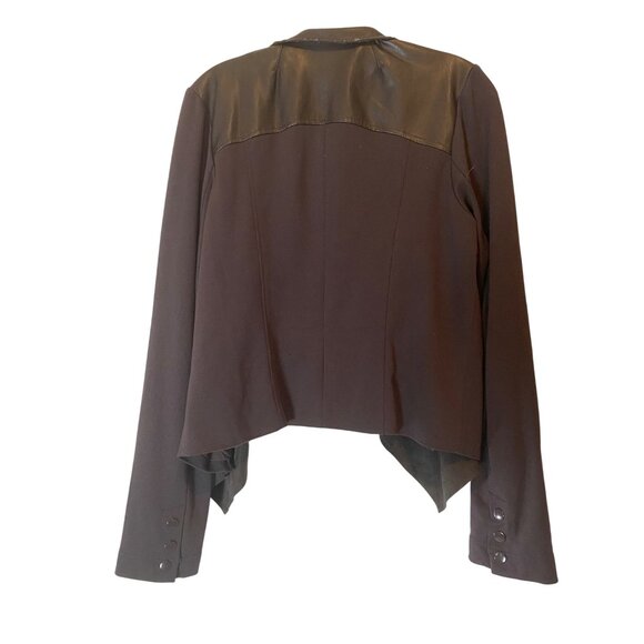 Kut from Kloth Open Front Brown Faux Leather Jacket Large - Picture 2 of 10